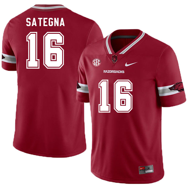 Men #16 Isaiah Sategna Arkansas Razorback College Football Jerseys Stitched Sale-Alternate Cardinal - Click Image to Close